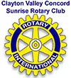 The logo for the clayton valley concord sunrise rotary club.